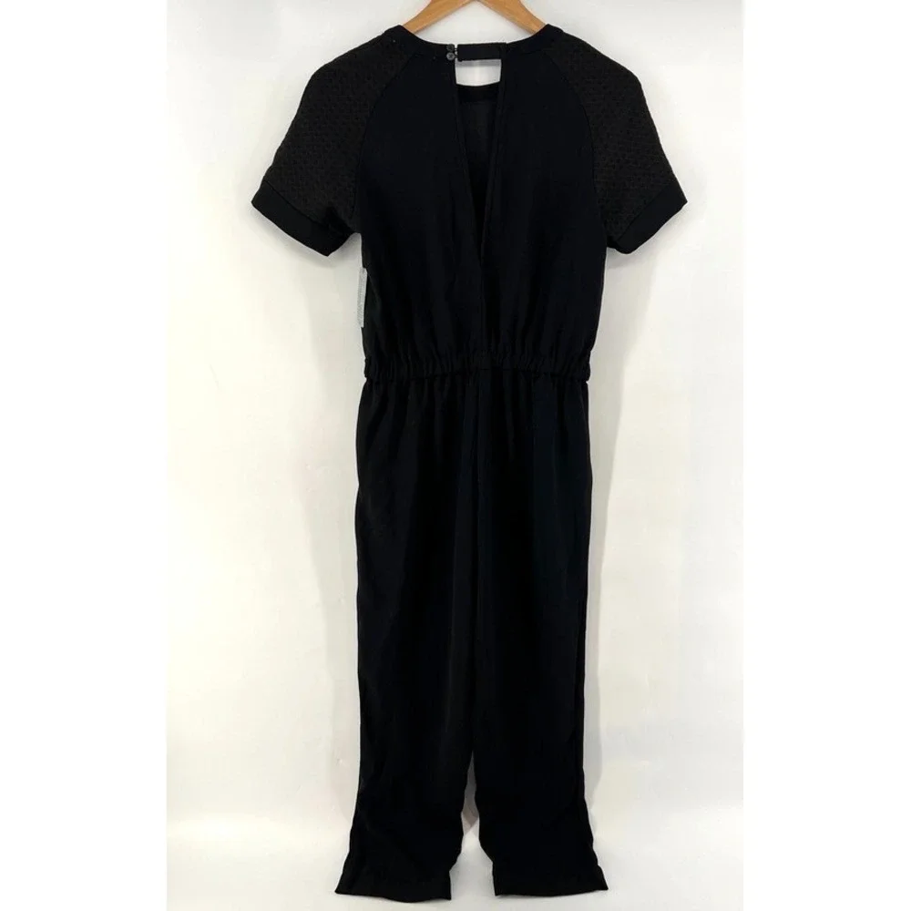 Anthropologie Allegory Jumpsuit Black Petite SP Textured Minimalist Capsule NWT